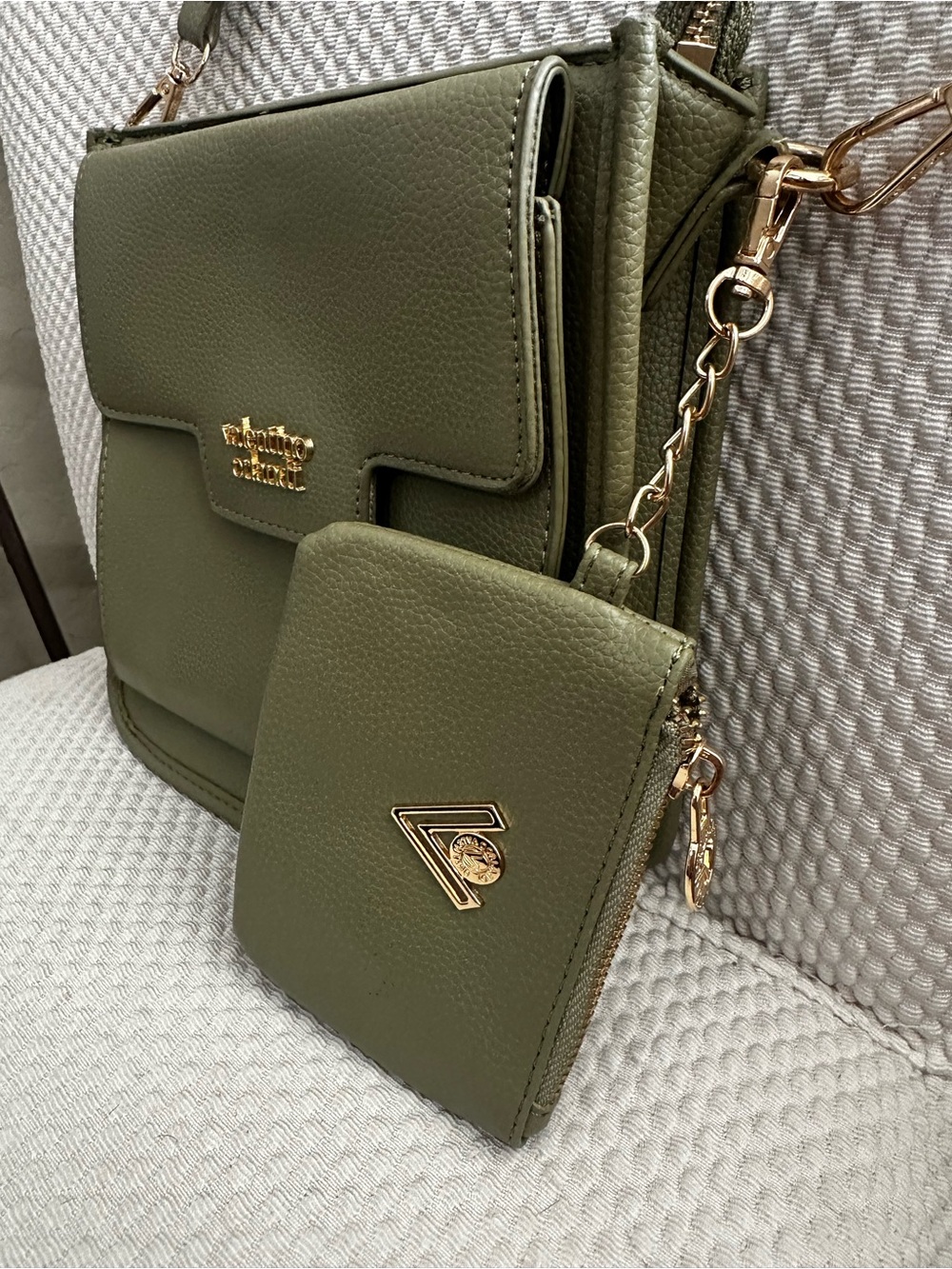 Valentino Orlandi Sage Green Crossbody with Detachable Coin Pouch